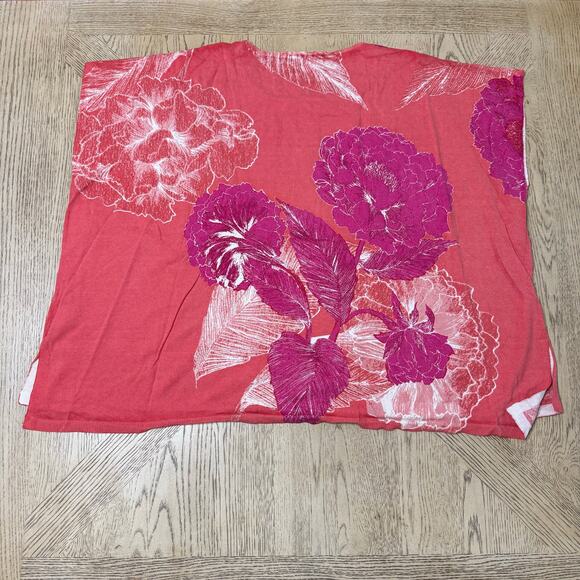 Coldwater Creek Pink Floral Silk Blend Oversized Top Poncho Like XL - Picture 2 of 8